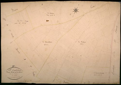 Saint-Andelain, cadastre ancien : plan parcellaire de la section A dite des Bois Chatin, feuille 2