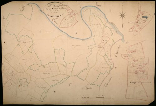 Saint-André-en-Morvan, cadastre ancien : plan parcellaire de la section C dite du Bourg, feuille 1