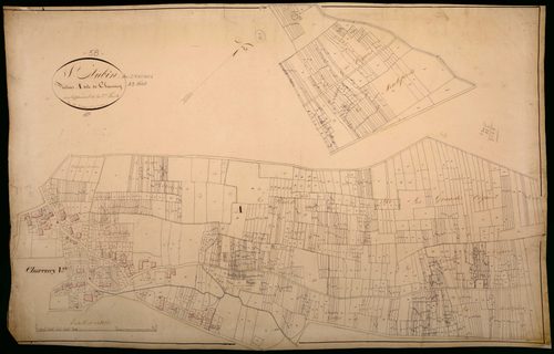 Saint-Aubin-des-Chaumes, cadastre ancien : plan parcellaire de la section A dite de Charancy, feuille 3, développement
