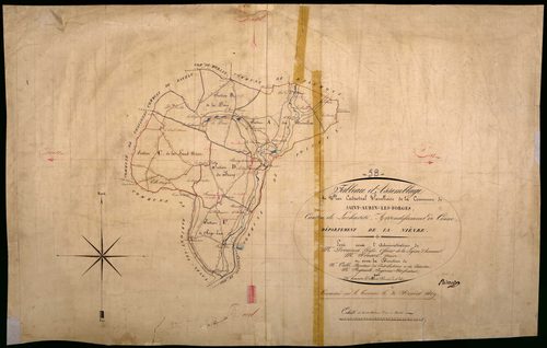 Saint-Aubin-les-Forges, cadastre ancien : tableau d'assemblage