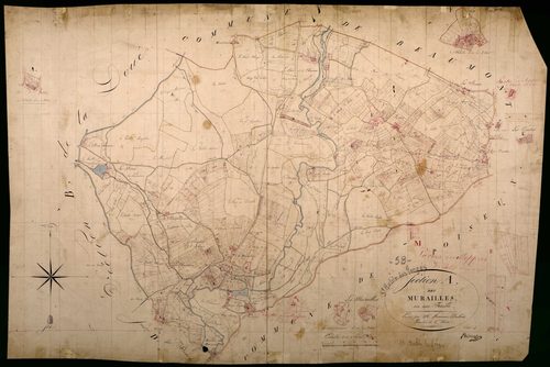Saint-Aubin-les-Forges, cadastre ancien : plan parcellaire de la section A dite des Murailles