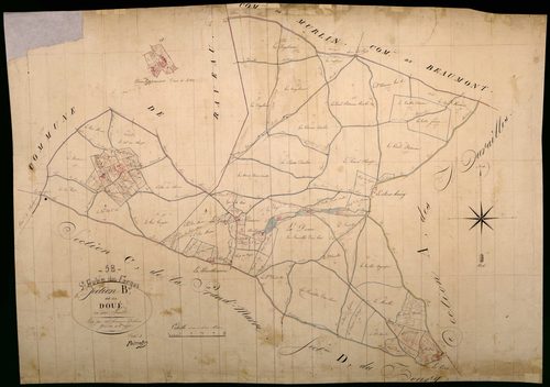 Saint-Aubin-les-Forges, cadastre ancien : plan parcellaire de la section B dite de la Doué
