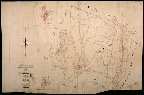 Saint-Aubin-les-Forges, cadastre ancien : plan parcellaire de la section D dite du Bourg