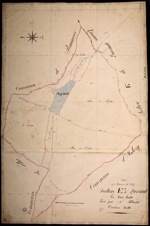 Saint-Benin-d'Azy, cadastre ancien : plan parcellaire de la section E dite de Lavault, feuille 3
