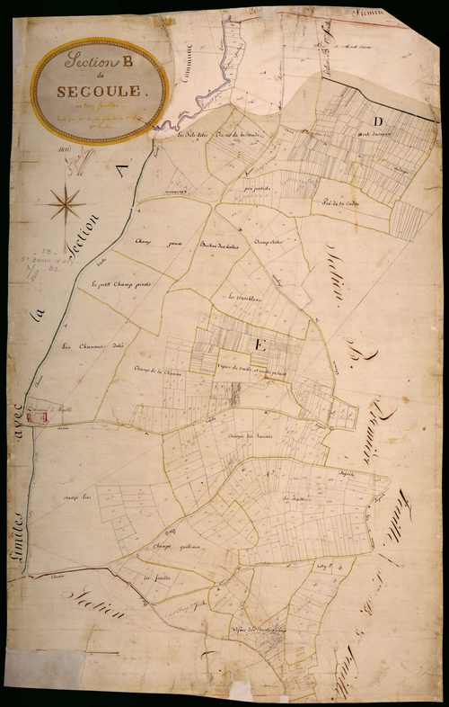 Saint-Benin-d'Azy, cadastre ancien : plan parcellaire de la section B dite de Segoule, feuille 2