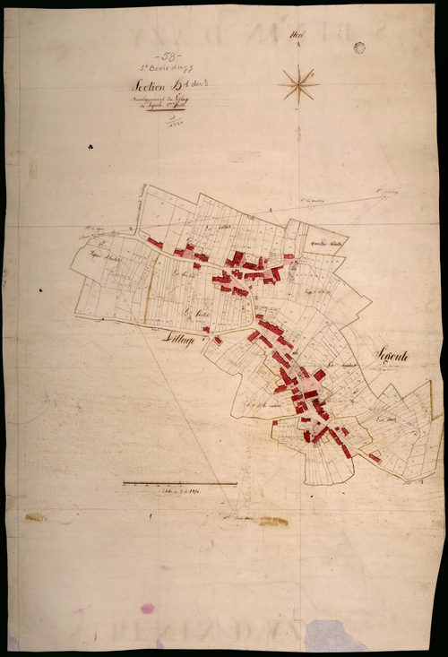 Saint-Benin-d'Azy, cadastre ancien : plan parcellaire de la section B dite de Segoule, feuille 1, développement