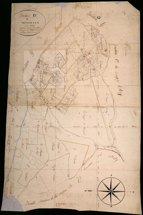 Saint-Benin-d'Azy, cadastre ancien : plan parcellaire de la section D dite de Mousseaux, feuille 1