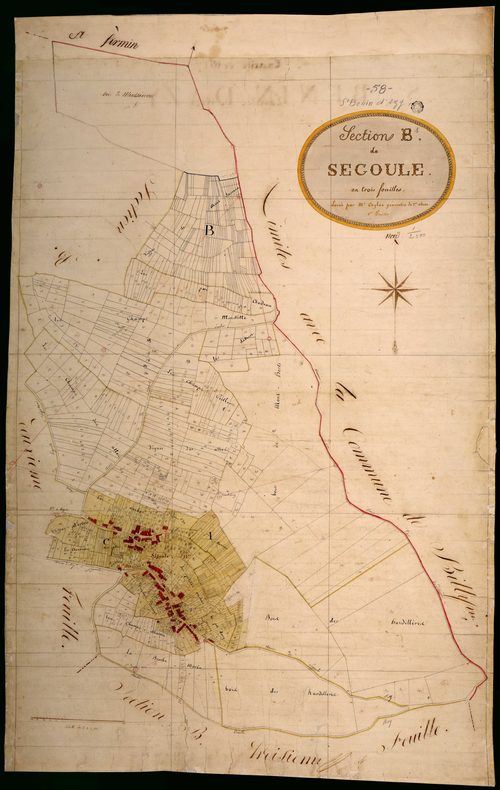 Saint-Benin-d'Azy, cadastre ancien : plan parcellaire de la section B dite de Segoule, feuille 1