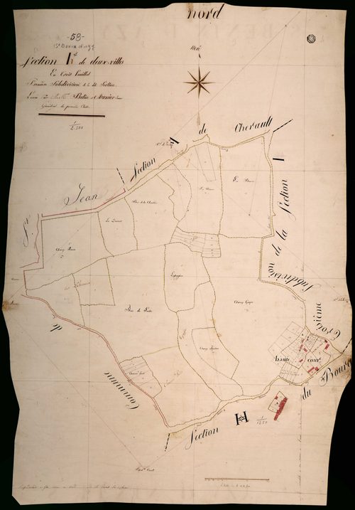 Saint-Benin-d'Azy, cadastre ancien : plan parcellaire de la section I dite de Deux Villes, feuille 1
