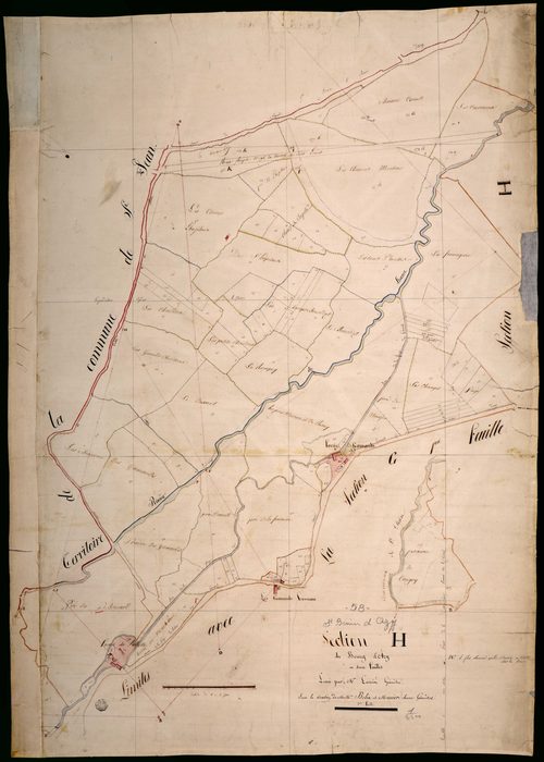 Saint-Benin-d'Azy, cadastre ancien : plan parcellaire de la section H dite du Bourg d'Azy, feuille 2
