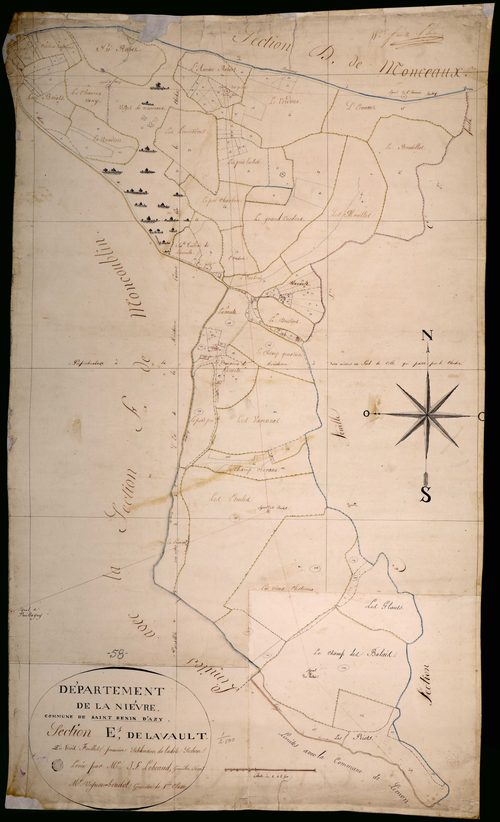 Saint-Benin-d'Azy, cadastre ancien : plan parcellaire de la section E dite de Lavault, feuille 1