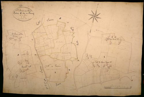 Saint-Benin-des-Bois, cadastre ancien : plan parcellaire de la section B dite du Bourg, feuille 2