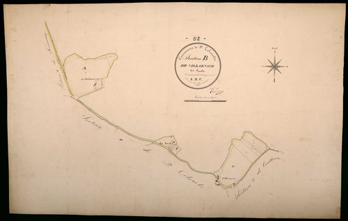 Sainte-Colombe-des-Bois, cadastre ancien : plan parcellaire de la section B dite de Villarnault, développement