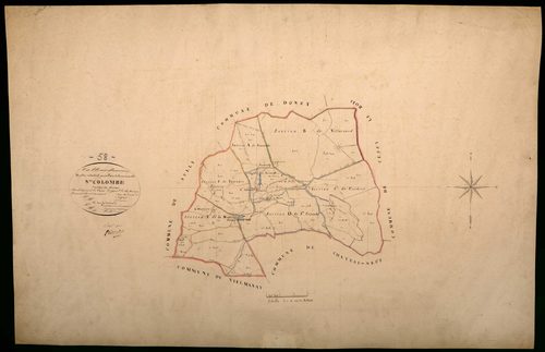 Sainte-Colombe-des-Bois, cadastre ancien : tableau d'assemblage