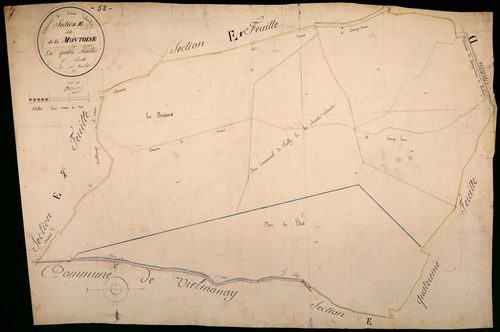 Sainte-Colombe-des-Bois, cadastre ancien : plan parcellaire de la section E dite de la Montoise, feuille 3
