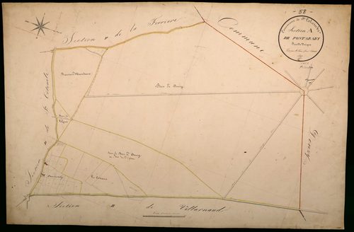 Sainte-Colombe-des-Bois, cadastre ancien : plan parcellaire de la section A dite de Fontaraby