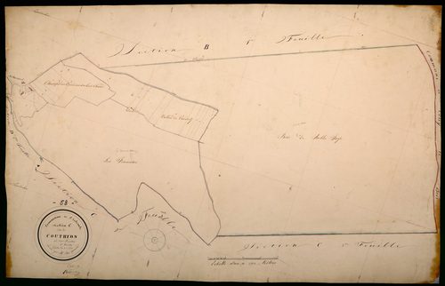 Sainte-Colombe-des-Bois, cadastre ancien : plan parcellaire de la section C dite de Couthion, feuille 1