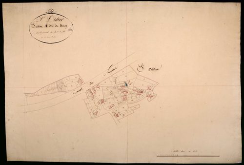 Saint-Didier, cadastre ancien : plan parcellaire de la section A dite du Bourg, feuille 1, développement