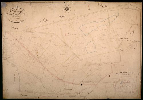 Saint-Éloi, cadastre ancien : plan parcellaire de la section B dite de Saint-Éloi, feuille 1