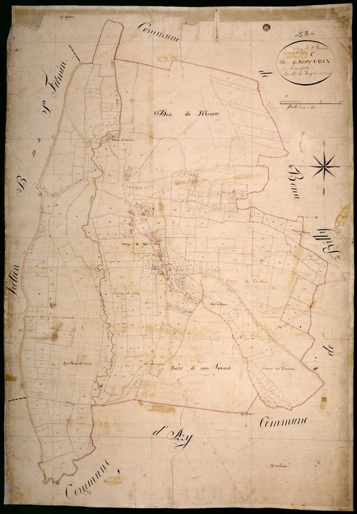Saint-Firmin, cadastre ancien : plan parcellaire de la section C dite de Sept-Voies