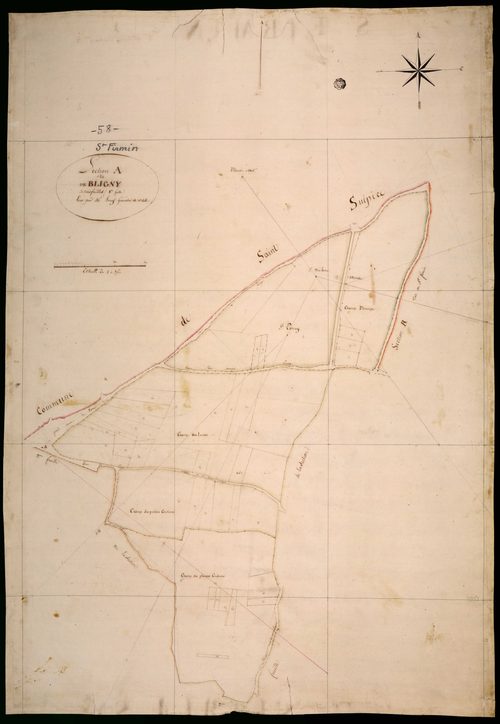 Saint-Firmin, cadastre ancien : plan parcellaire de la section A dite de Bligny, feuille 1
