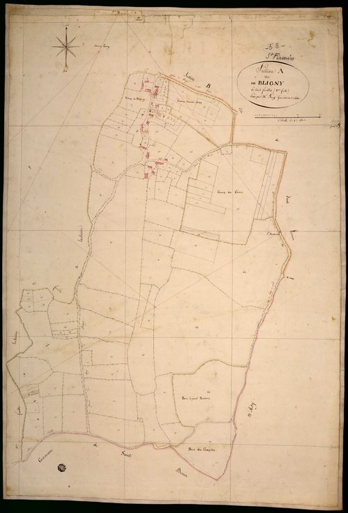 Saint-Firmin, cadastre ancien : plan parcellaire de la section A dite de Bligny, feuille 2