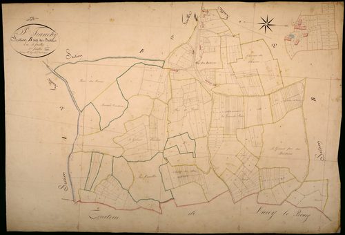Saint-Franchy, cadastre ancien : plan parcellaire de la section B dite des Badières, feuille 2
