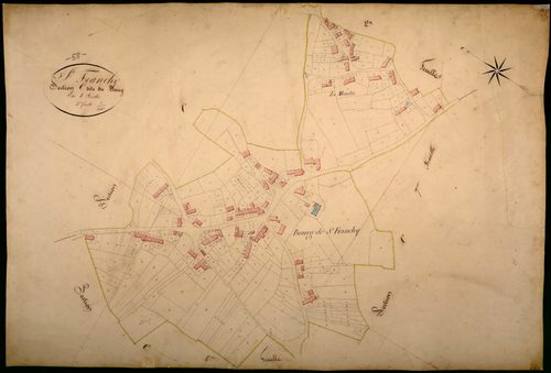 Saint-Franchy, cadastre ancien : plan parcellaire de la section C dite du Bourg, feuille 3