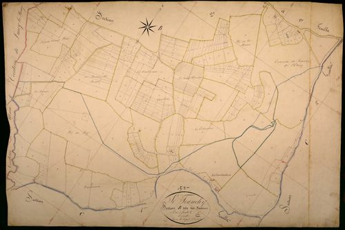 Saint-Franchy, cadastre ancien : plan parcellaire de la section B dite des Badières, feuille 3