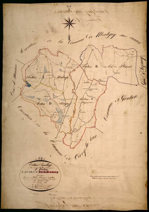 Saint-Gratien-Savigny, cadastre ancien : tableau d'assemblage de Savigny-sur-Canne