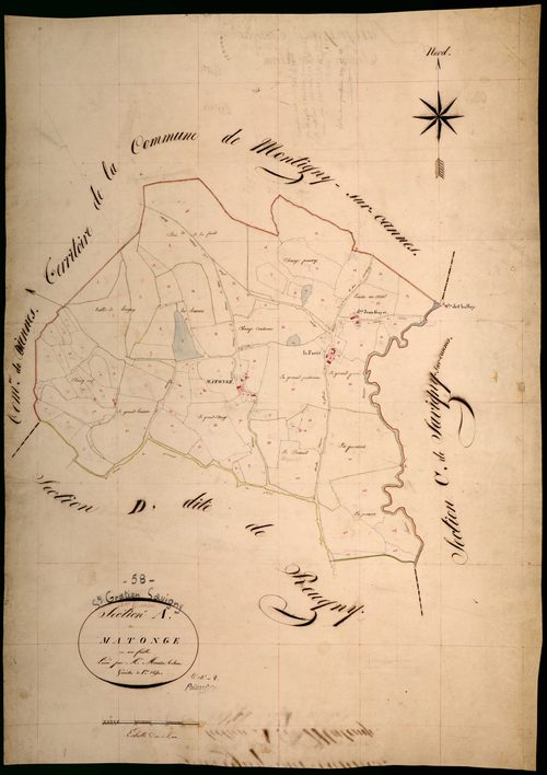 Saint-Gratien-Savigny, cadastre ancien : plan parcellaire de la section A dite de Matonge