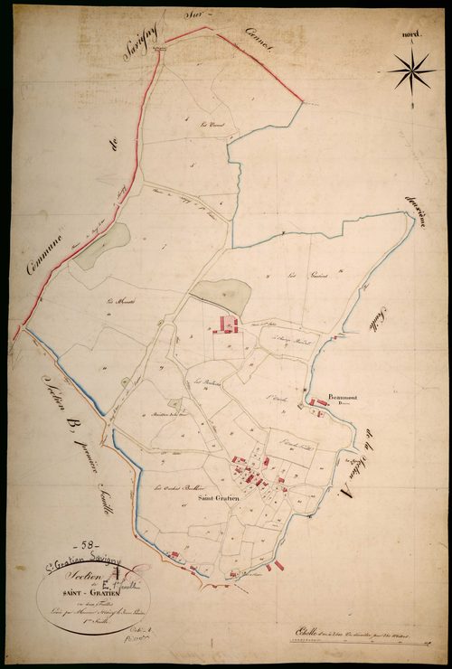 Saint-Gratien-Savigny, cadastre ancien : plan parcellaire de la section E dite de Saint-Gratien, feuille 1