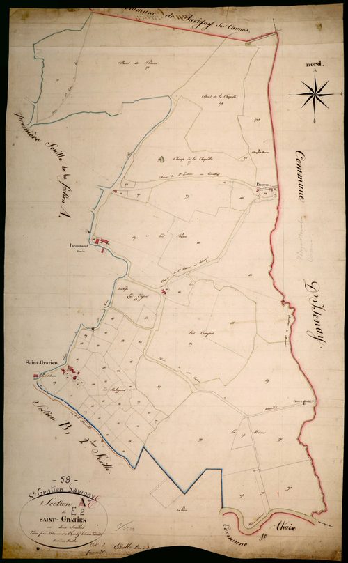 Saint-Gratien-Savigny, cadastre ancien : plan parcellaire de la section E dite de Saint-Gratien, feuille 2