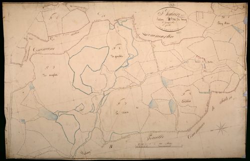 Saint-Hilaire-en-Morvan, cadastre ancien : plan parcellaire de la section B dite du Bourg, feuille 1