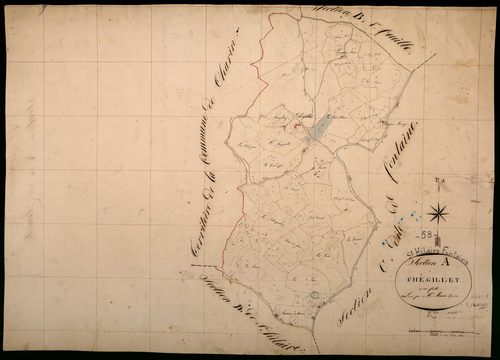 Saint-Hilaire-Fontaine, cadastre ancien : plan parcellaire de la section A dite de Chégillet