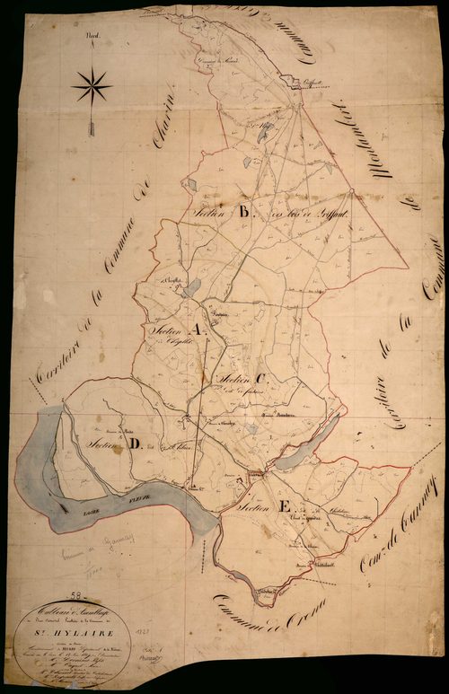 Saint-Hilaire-Fontaine, cadastre ancien : tableau d'assemblage