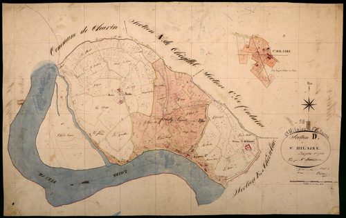 Saint-Hilaire-Fontaine, cadastre ancien : plan parcellaire de la section D dite de Saint-Hilaire, feuille 1