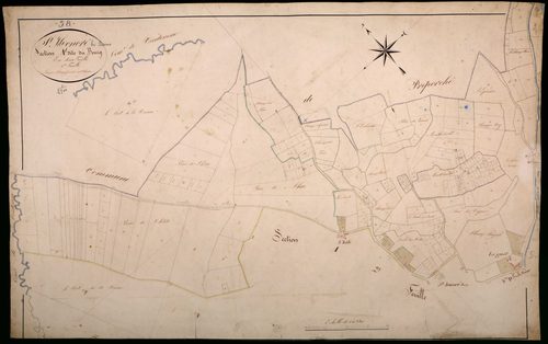 Saint-Honoré-les-Bains, cadastre ancien : plan parcellaire de la section A dite du Bourg, feuille 1