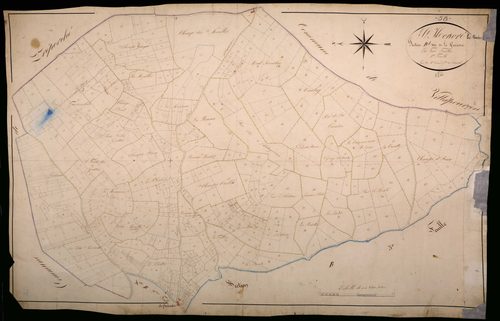 Saint-Honoré-les-Bains, cadastre ancien : plan parcellaire de la section B dite de la Queudre, feuille 1