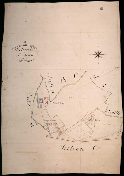 Saint-Jean-aux-Amognes, cadastre ancien : plan parcellaire de la section B dite de Saint-Jean, feuille 2