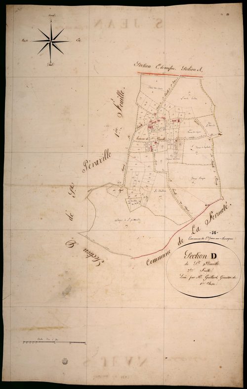 Saint-Jean-aux-Amognes, cadastre ancien : plan parcellaire de la section D dite de Saint-Péraville, feuille 2