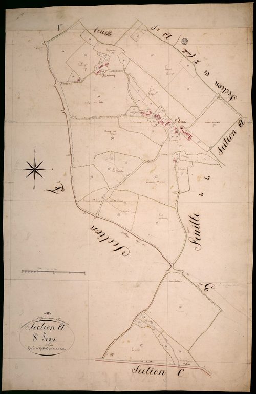 Saint-Jean-aux-Amognes, cadastre ancien : plan parcellaire de la section A dite de Saint-Jean, feuille 4