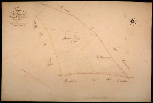 Saint-Laurent-l'Abbaye, cadastre ancien : plan parcellaire de la section B dite des Colmelles, feuille 3