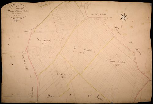 Saint-Laurent-l'Abbaye, cadastre ancien : plan parcellaire de la section B dite des Colmelles, feuille 1