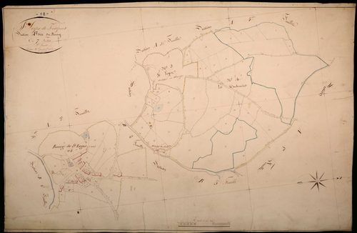 Saint-Léger-de-Fougeret, cadastre ancien : plan parcellaire de la section A dite du Bourg, feuille 2