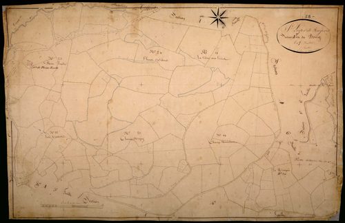 Saint-Léger-de-Fougeret, cadastre ancien : plan parcellaire de la section A dite du Bourg, feuille 7