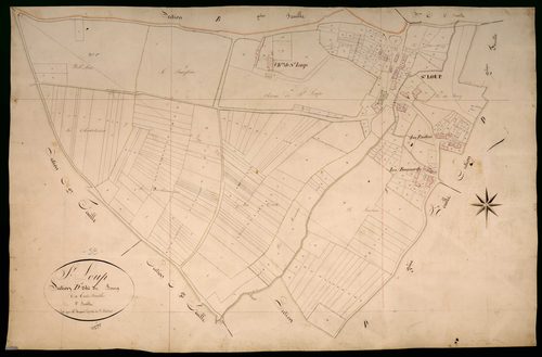 Saint-Loup, cadastre ancien : plan parcellaire de la section D dite du Bourg, feuille 1