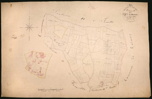 Saint-Malo-en-Donziois, cadastre ancien : plan parcellaire de la section C dite des Carrés, feuille 1