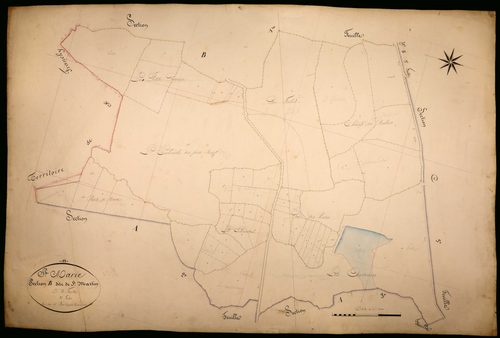 Sainte-Marie, cadastre ancien : plan parcellaire de la section B dite de Saint-Martin, feuille 2