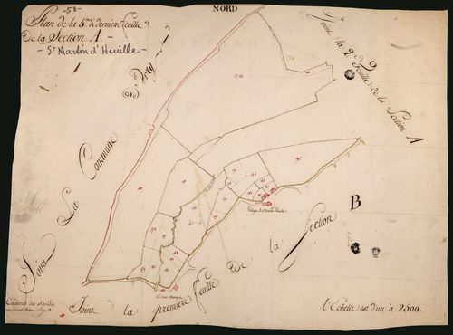 Saint-Martin-d'Heuille, cadastre ancien : plan parcellaire de la section A, feuille 5